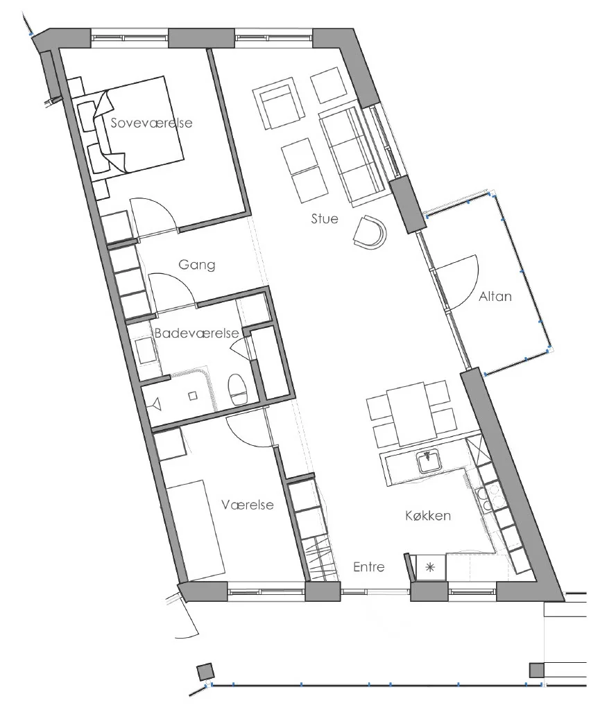 apartment Lys og moderne 2-3 rums lejlighed med altan