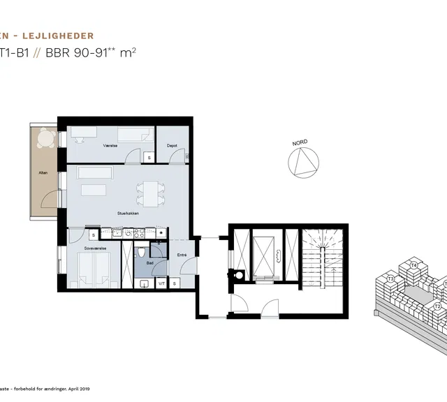 apartment 3 værelses i Himmelbyen, Amager