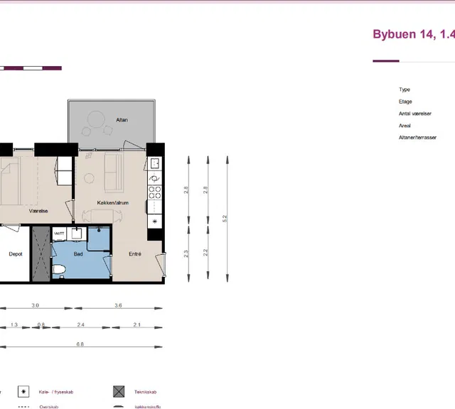 apartment Lækker lejlighed på 53 m2