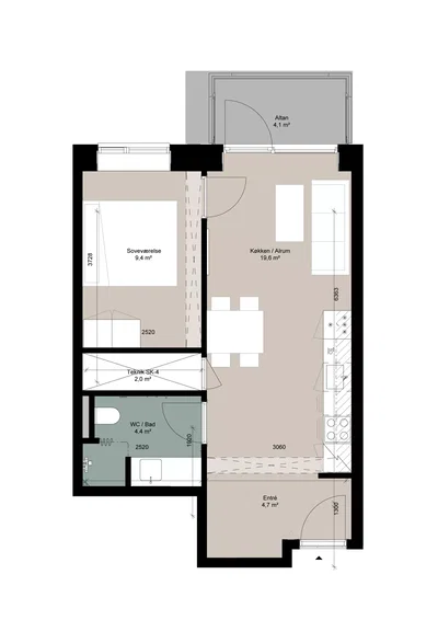 Lys 2-værelses bolig med altan eller terrasse - Engsøvej, Risskov - 3