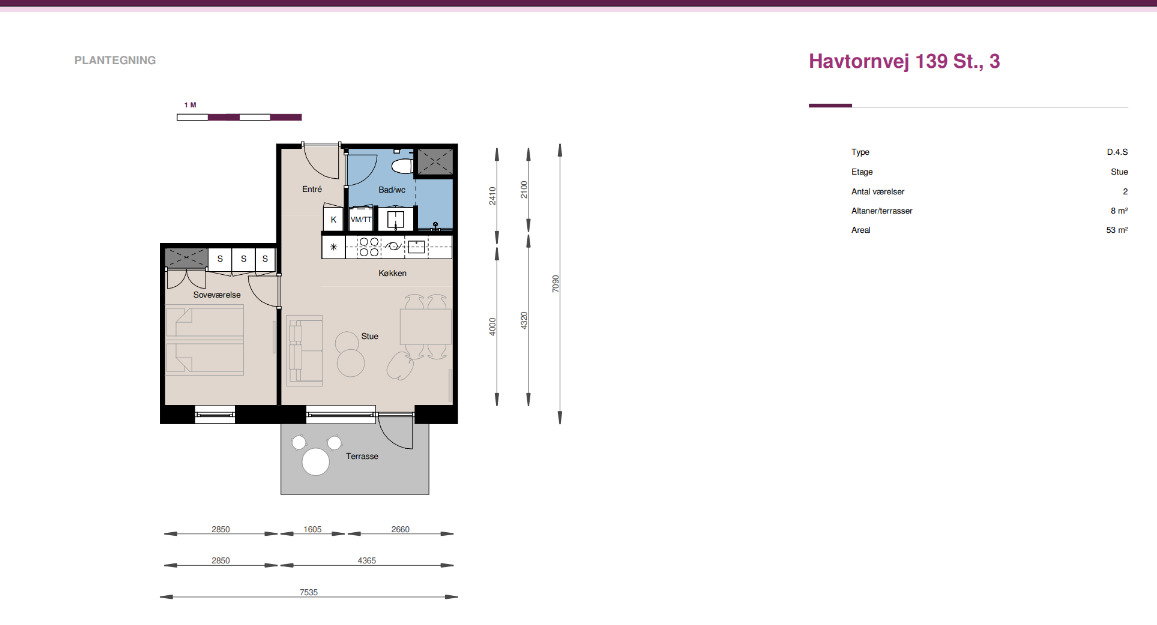 apartment Lækker lejlighed på 53 m2