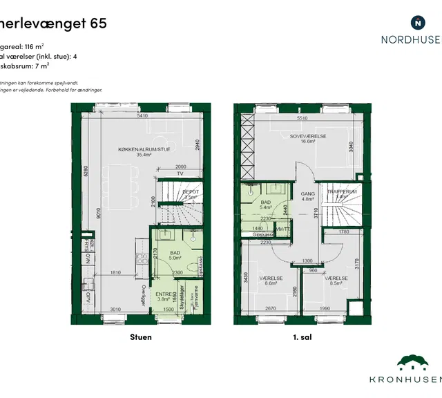 townhouse Moderne rækkehus i to plan med fire værelser i Ringsted