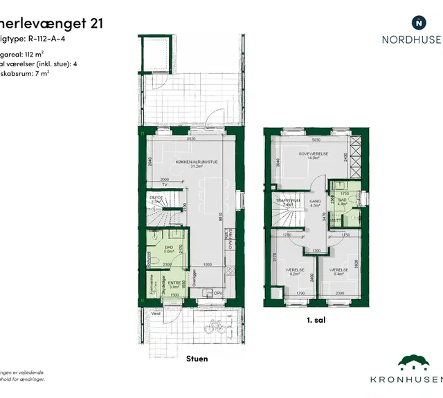 townhouse Moderne rækkehus i to plan med fire værelser i Ringsted
