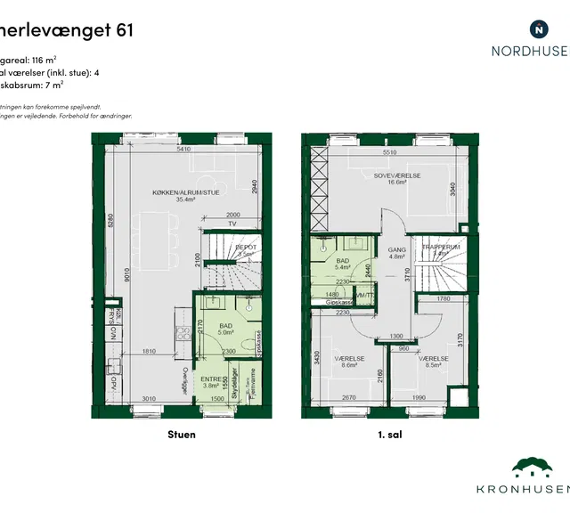 townhouse Moderne rækkehus på 116 m² med to terrasser