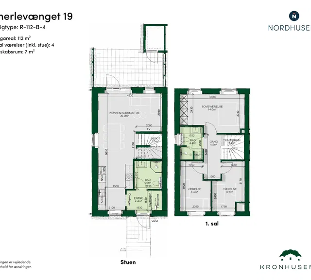 townhouse Moderne rækkehus i to plan med fire værelser i Ringsted