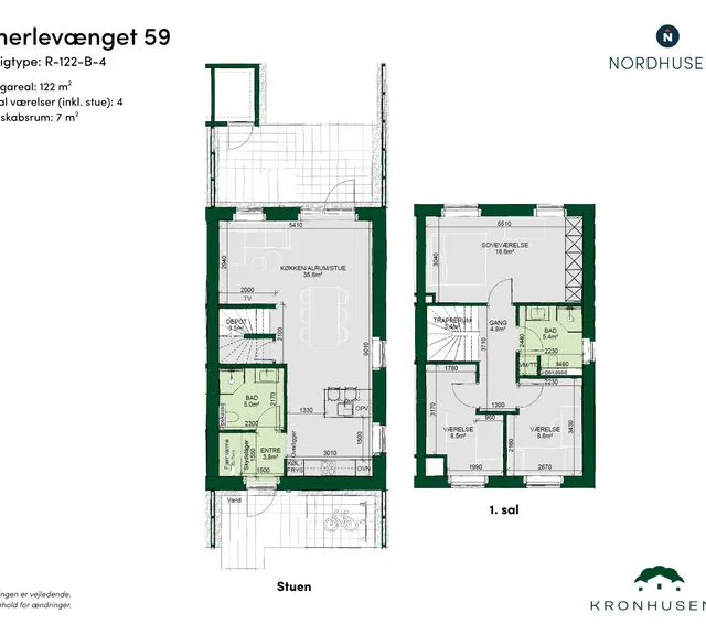 townhouse Lyst rækkehus i to plan med have og terrasser