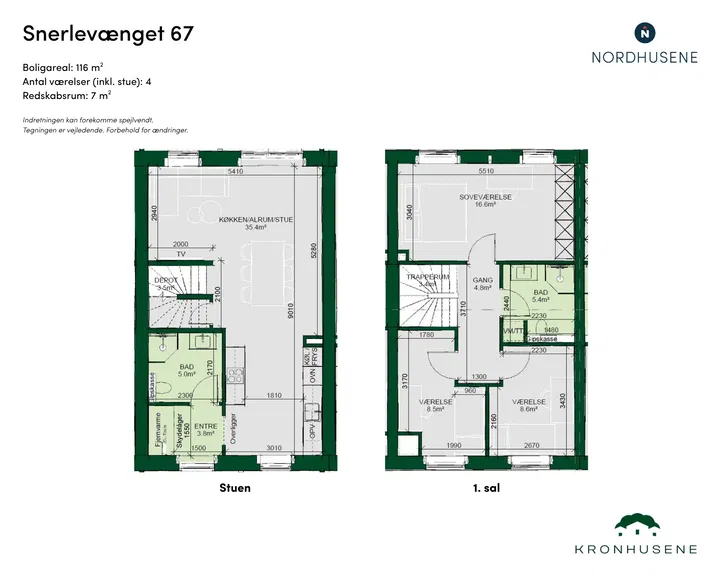 Moderne rækkehus på 116 m² med to terrasser - Snerlevænget, Ringsted - 0