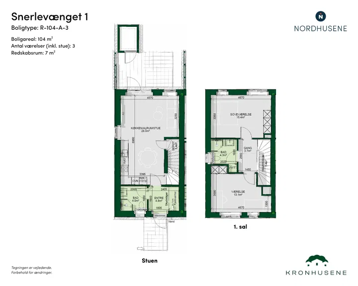 Lyst rækkehus i to plan med terrasse og have i Ringsted - Snerlevænget, Ringsted - 0