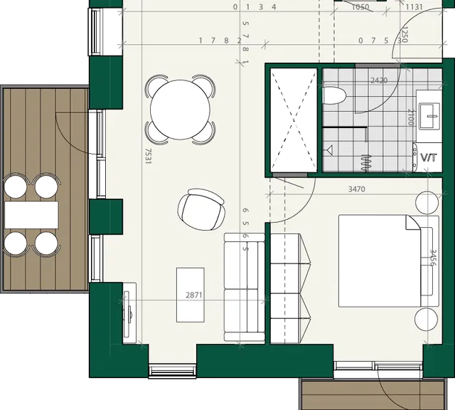 apartment Moderne 2-værelses lejlighed med gennemtænkt indretning