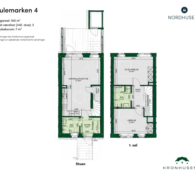 townhouse Rummeligt rækkehus i to plan med have og terrasser