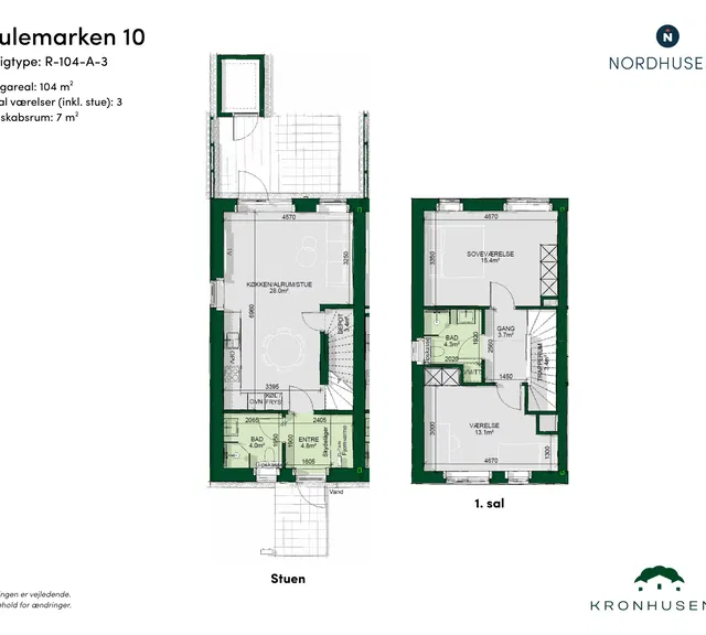 townhouse Moderne rækkehus i to plan med have og terrasser