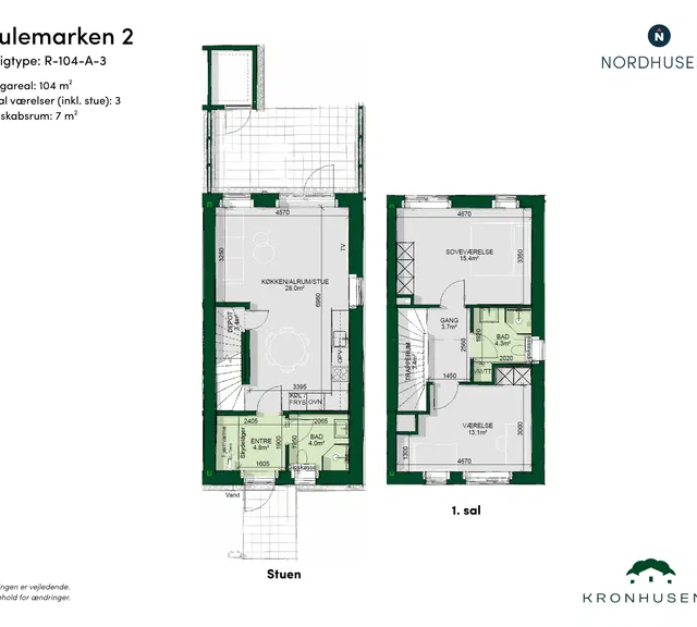 townhouse Moderne rækkehus i to plan med have og terrasser