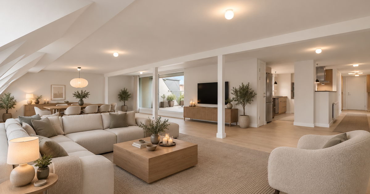 Penthouse apartment on Østerbro with five rooms and a private rooftop ...