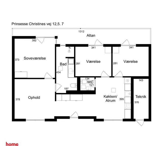 apartment Lys 4-værelses bolig med privat tagterrasse