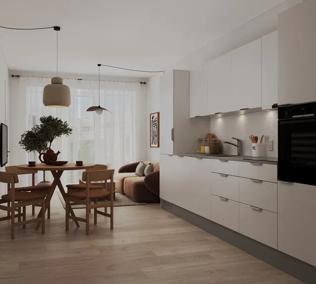 apartment Bolig med åbent køkken-alrum og uderum
