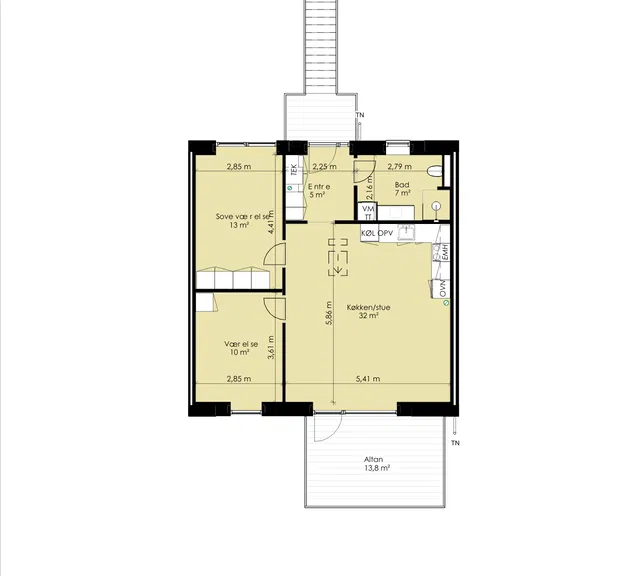 townhouse Moderne 3-værelsesbolig med altan eller terrasse