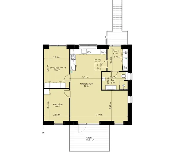 townhouse Moderne 3-værelsesbolig med altan eller terrasse