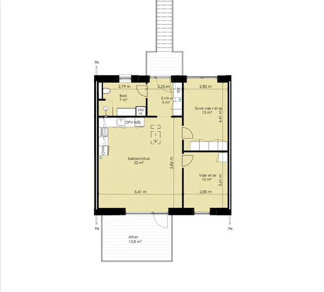 townhouse Moderne 3-værelsesbolig med altan eller terrasse