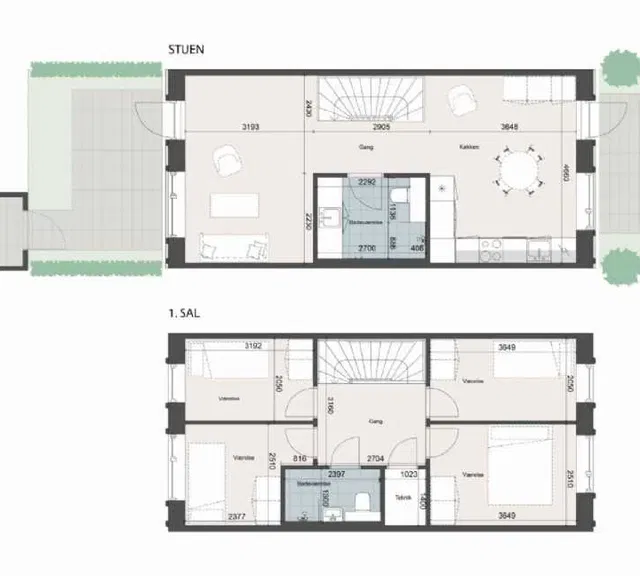 townhouse Stort og lyst 5-værelses rækkehus i to plan med to toiletter, fuldt udstyret køkken og egen have!