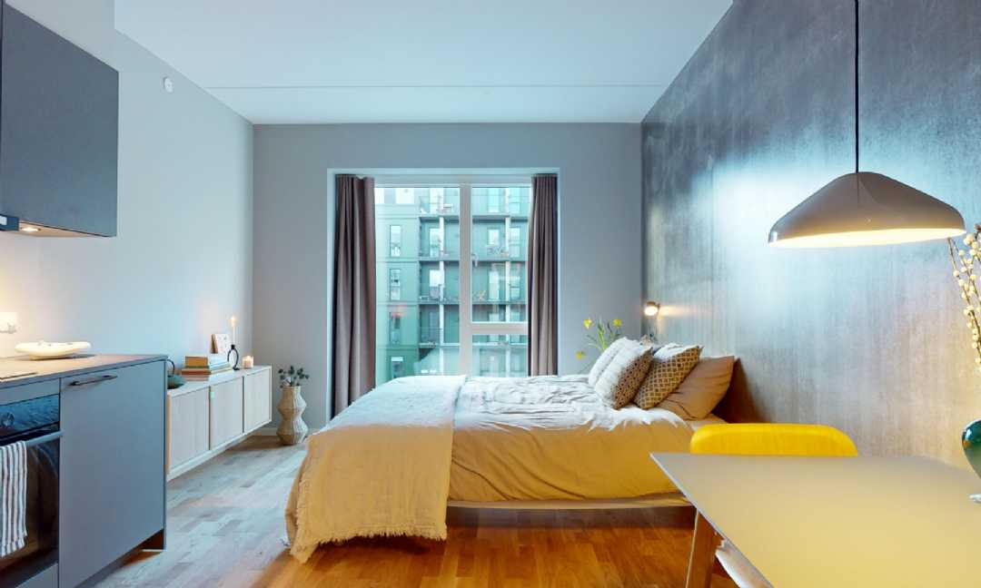 apartment Nybygget urban studio med funktionelt design og skarpe detaljer