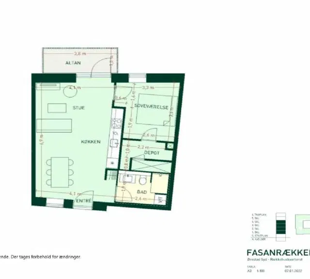 apartment Stor 2-værelses lejebolig med altan