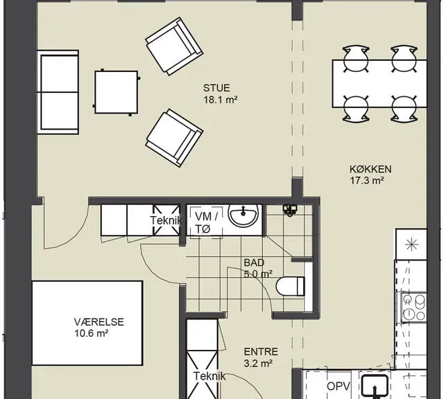 apartment Ny 2-værelses lejlighed med parkering i Odense C
