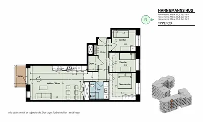Eklusiv 4 værelses penthouse lejlighed med altan - Hannemanns Allé, København S - 1