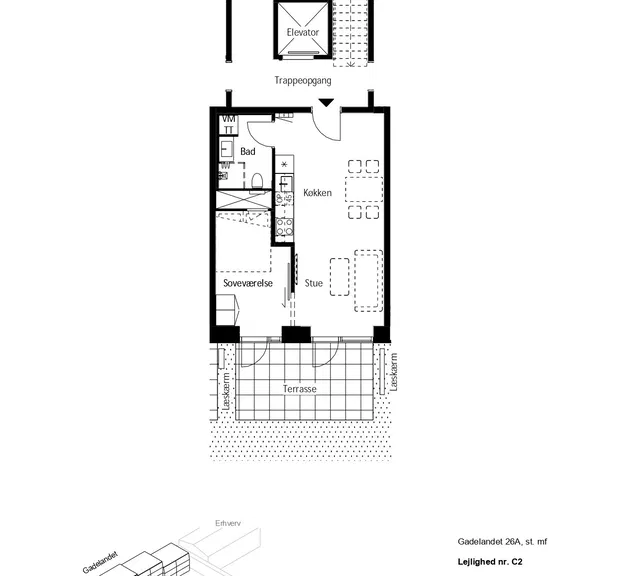 apartment Lys 2-værelses lejlighed med elevator i Brønshøj