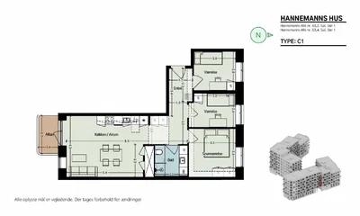 Bright modern 4-room apartment with balcony - Hannemanns Allé, København S - 1