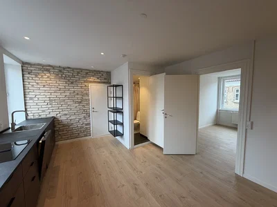 Stilren 2-værelses på 46 m2 med eksponeret murværk, integrerede hvidevarer og husdyr tilladt - Helgolandsgade, Aalborg - 1