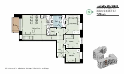 Attraktiv moderne 4 værelses lejlighed med altan - Hannemanns Allé, København S - 1