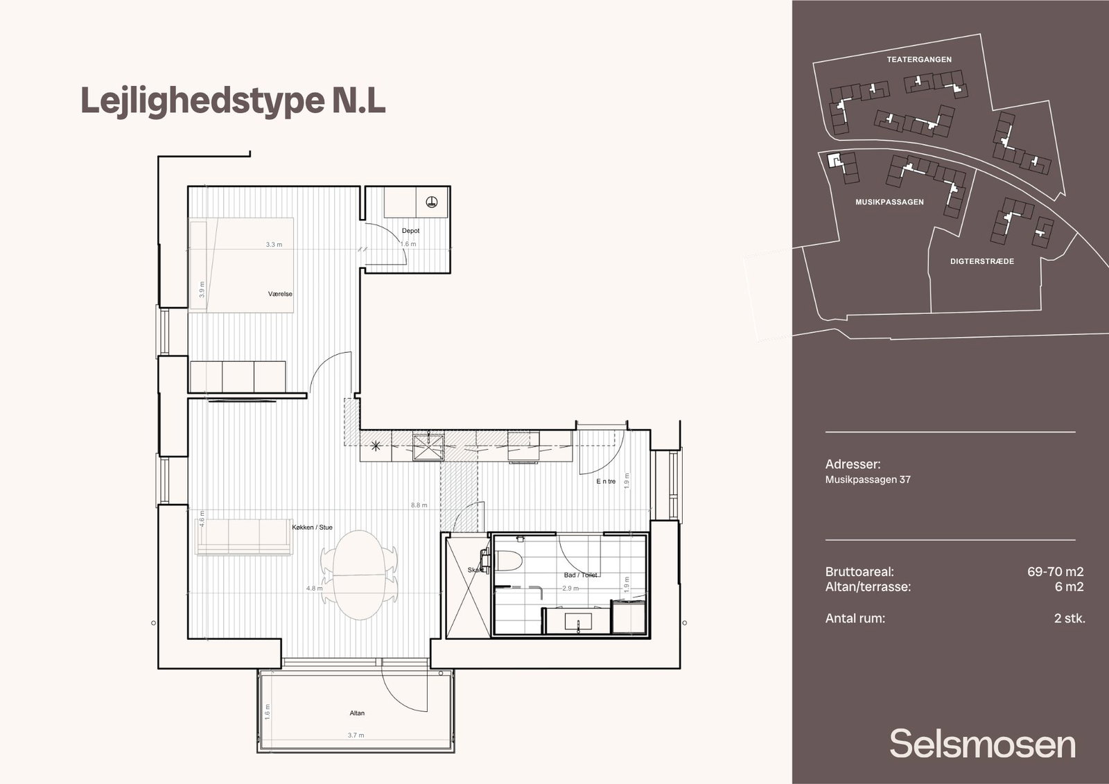 apartment Moderne 2-værelses på 2. sal med altan og 79 m²