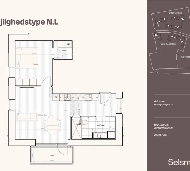 apartment Moderne 2-værelses på 2. sal med altan og 79 m²