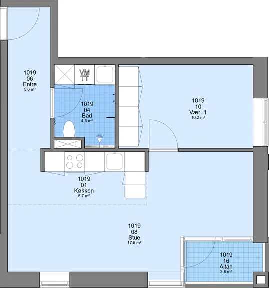 apartment 2-værelses lejlighed til leje