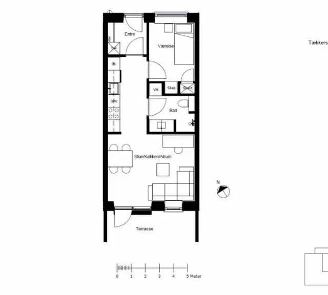 apartment Charmerende 2-værelses bolig med egen terrasse