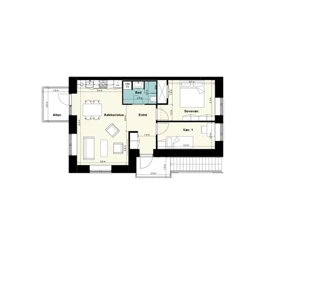 apartment Lys 3-værelses lejlighed i Høje Taastrup