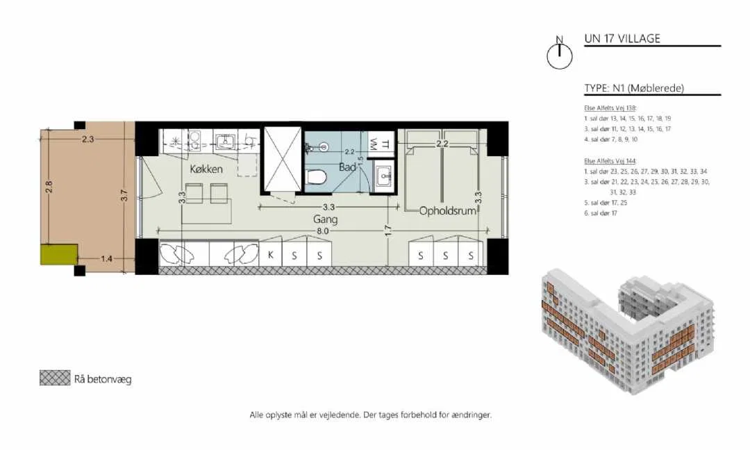 Visual presentation of the listing