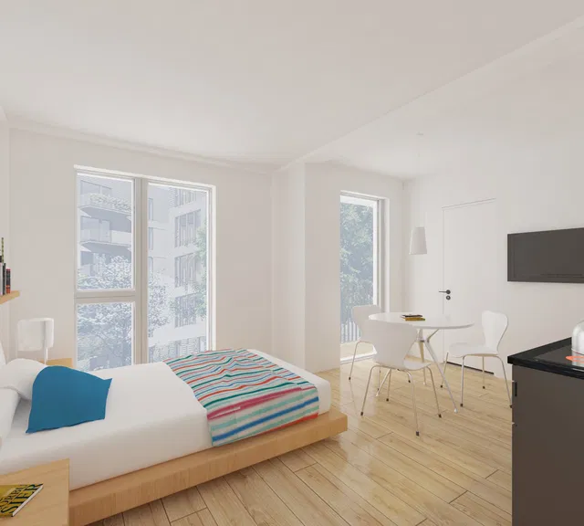 apartment Lejlighed med åbent køkken og lys stue