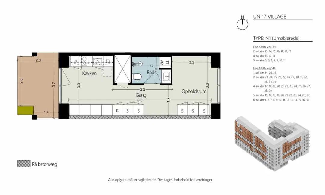 Visual presentation of the listing