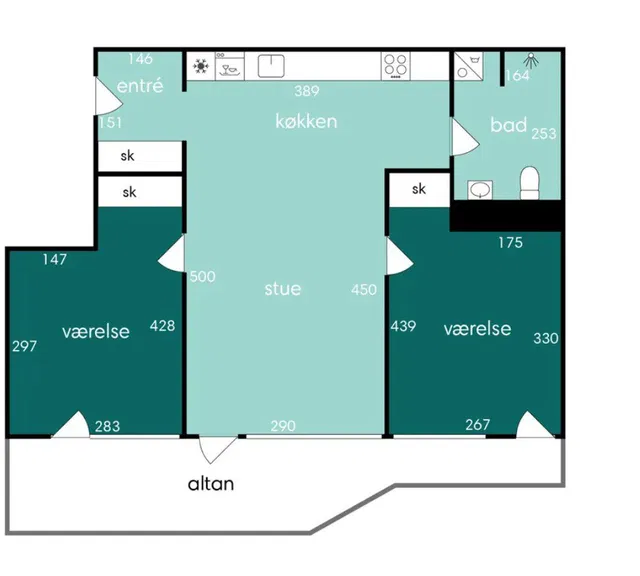apartment Bright 3-room apartment with south-facing balcony by the canal