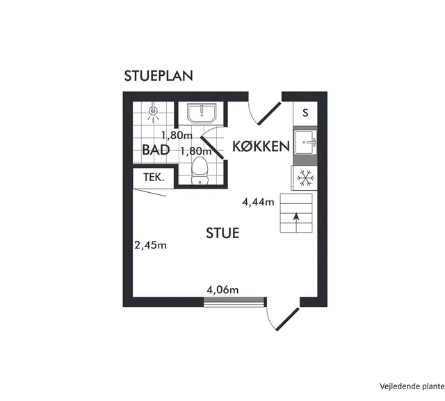 apartment Lys 1-værelses lejlighed med stor altan