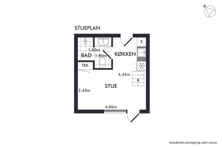 Bright 1-room apartment with large balcony - Christian X's Vej, Viby J - 0
