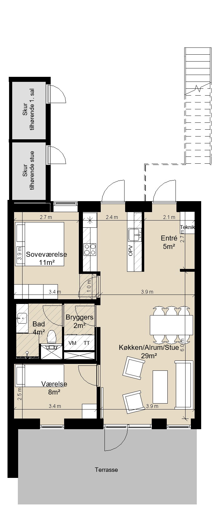 apartment Lejlighed i rækkehus i moderne bofællesskab