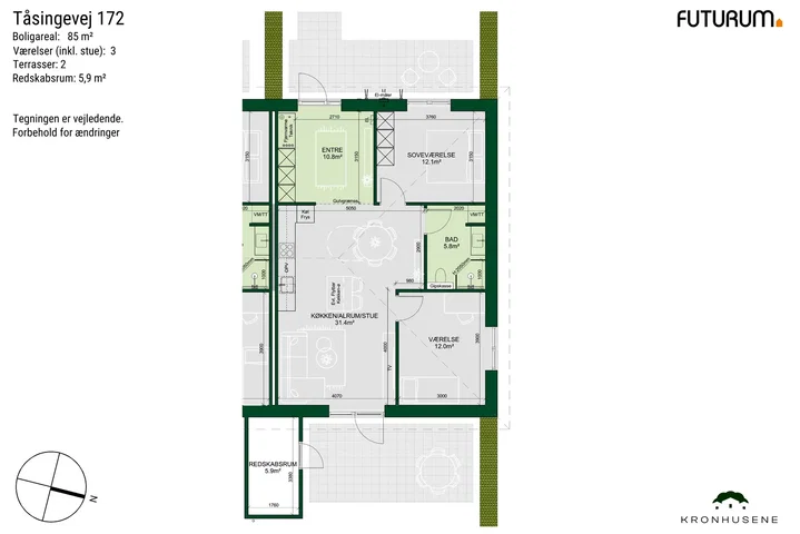 Light-filled 3-room townhouse in Starup - Tåsingevej, Haderslev - 0