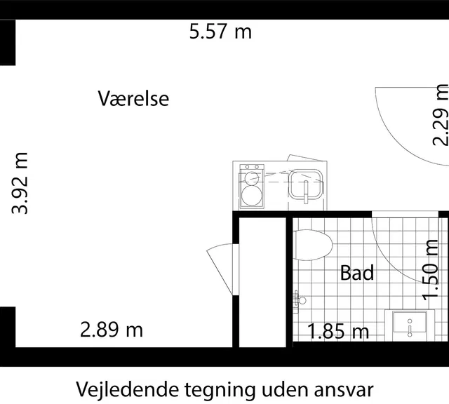 1-værelses lejlighed med fælles tagterrasse