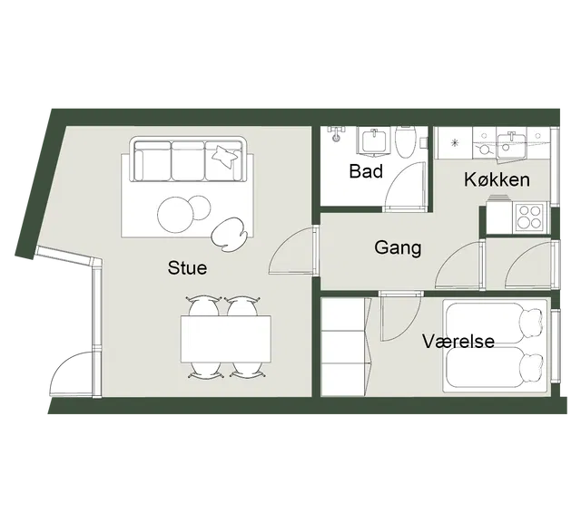 apartment 2-værelses lejlighed på Gl. Landevej 43