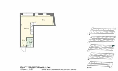 Lyst studio med plads til det hele - Siljangade, København S - 1