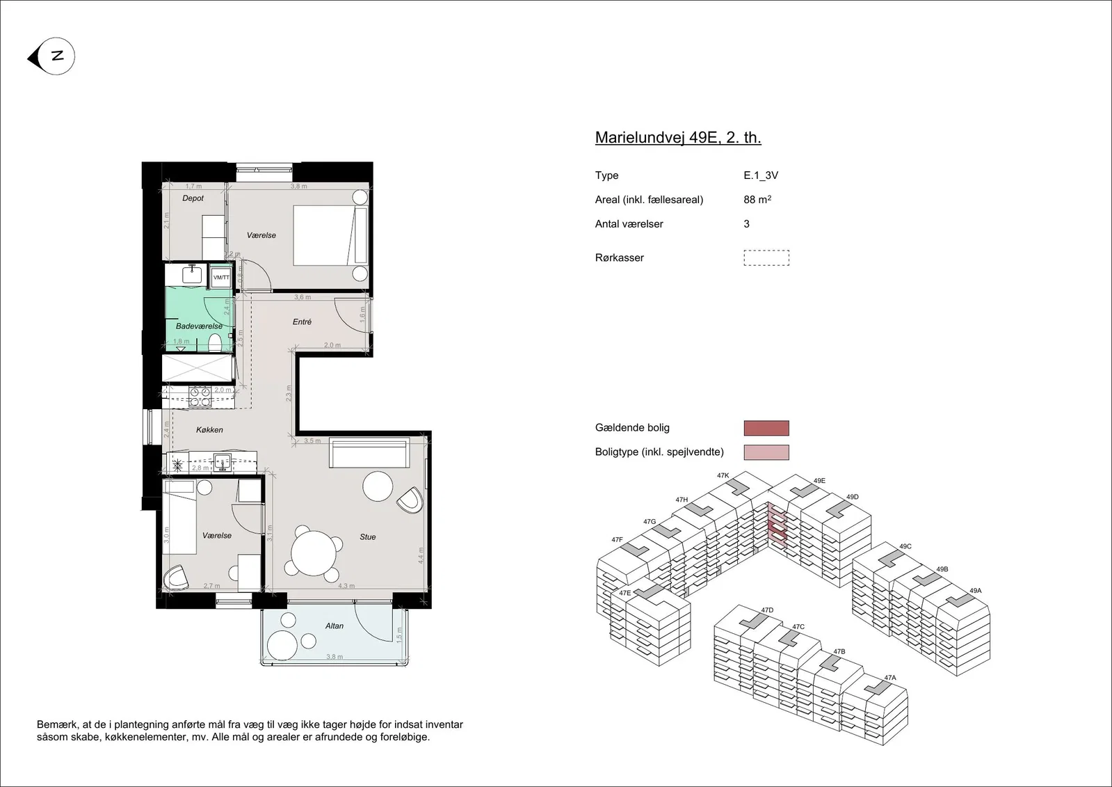 Visual presentation of the listing