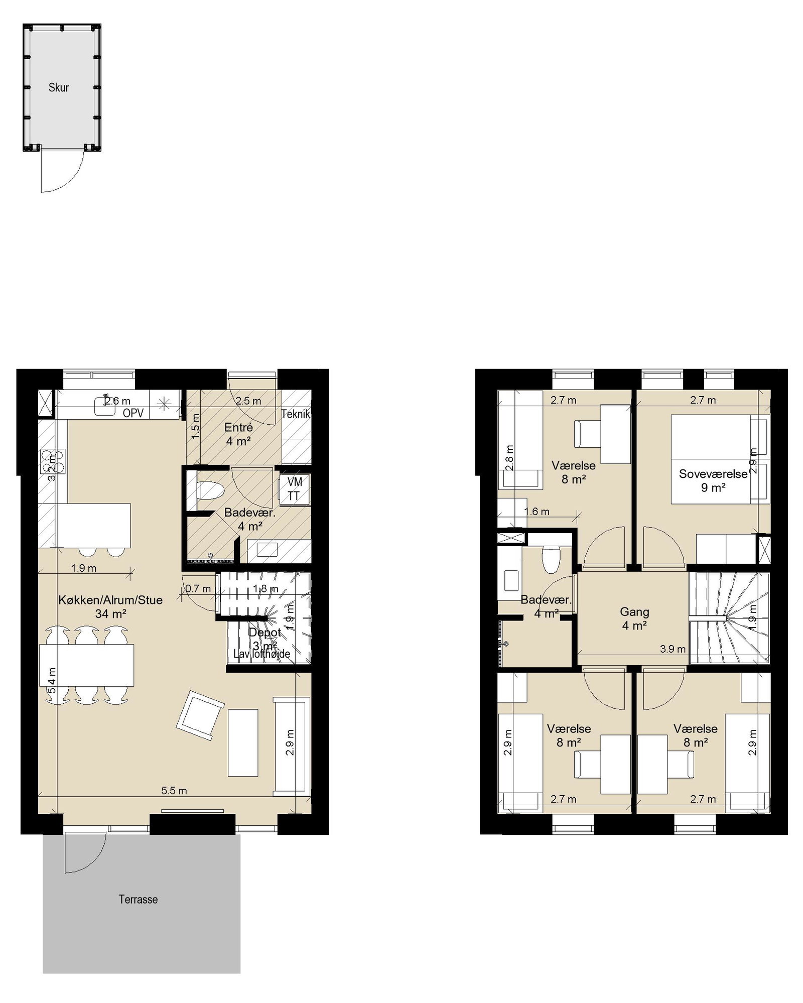 townhouse Rækkehus i to plan i moderne bofællesskab