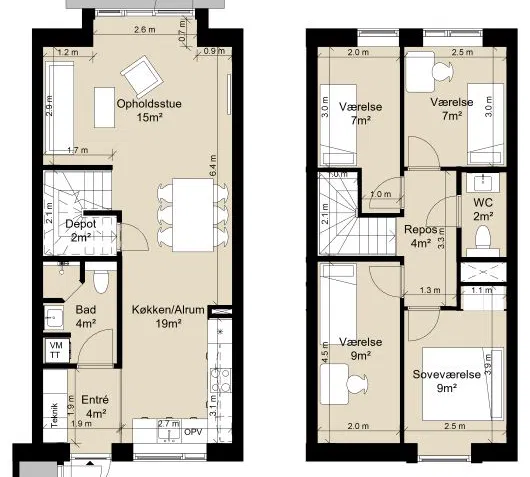 townhouse Rækkehus i to plan i moderne bofællesskab